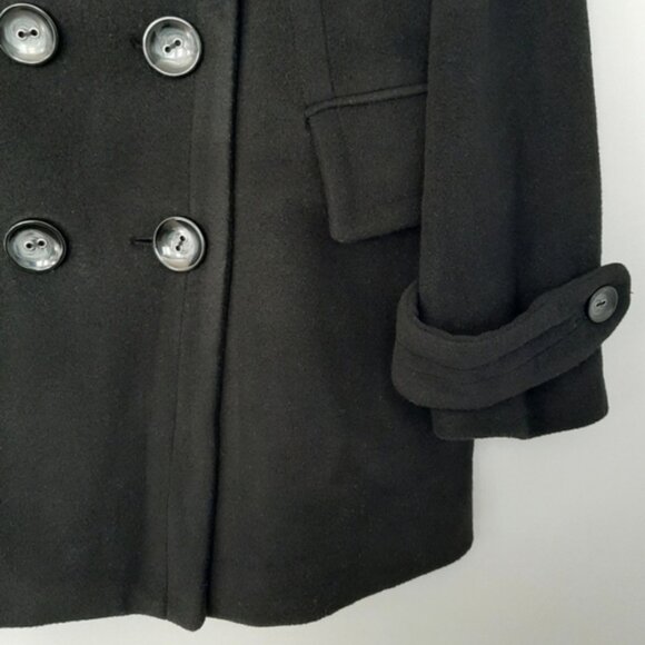 JONES NEW YORK Wool Cashmere Blend Winter Peacoat Button Down Jacket Black Sz 12 - Picture 3 of 10